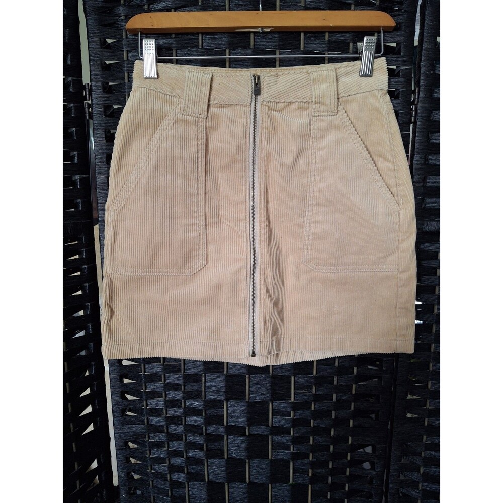 Hollister Corduroy Mini Skirt Ultra High Rise Size 1 XS Zip Front Y2K Retro